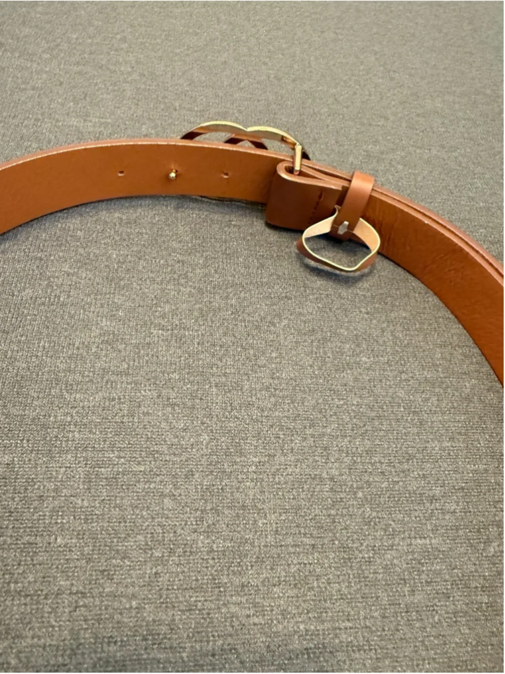 2 faux leather belts distinctive gold-toned double O-ring buckle black brown